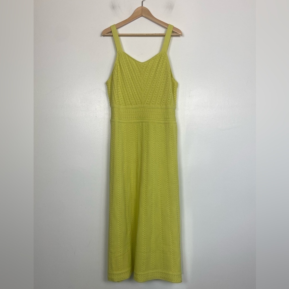 Haute Hippie Crochet Midi Dress Size XL‎ Color Neon Yellow Sleeveless NWT